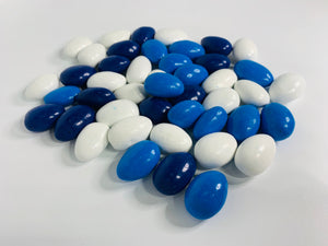 BLUE & WHITE CANDY COATED CHOCOLATE ALMONDS